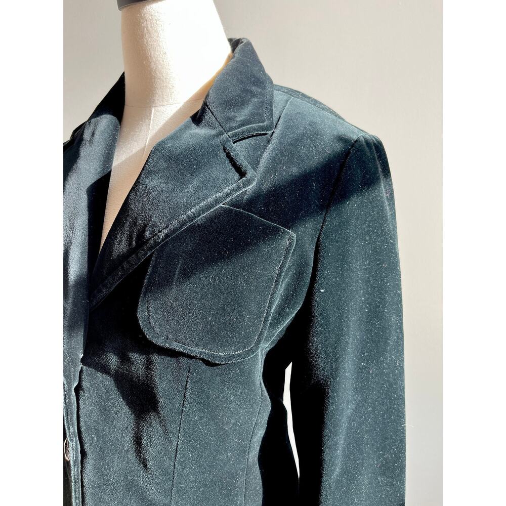 Vintage 70s Velvet Blazer | Black Double Breasted Tailored Smoking Jacket | S - Picture 3 of 9
